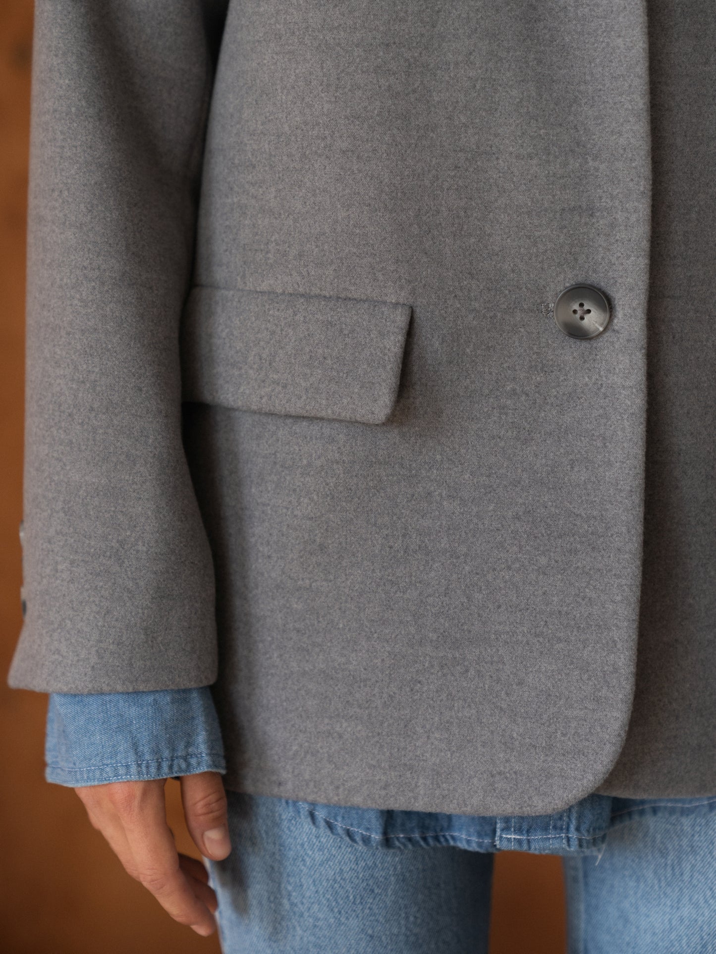 Single-breasted wool jacket, Gray