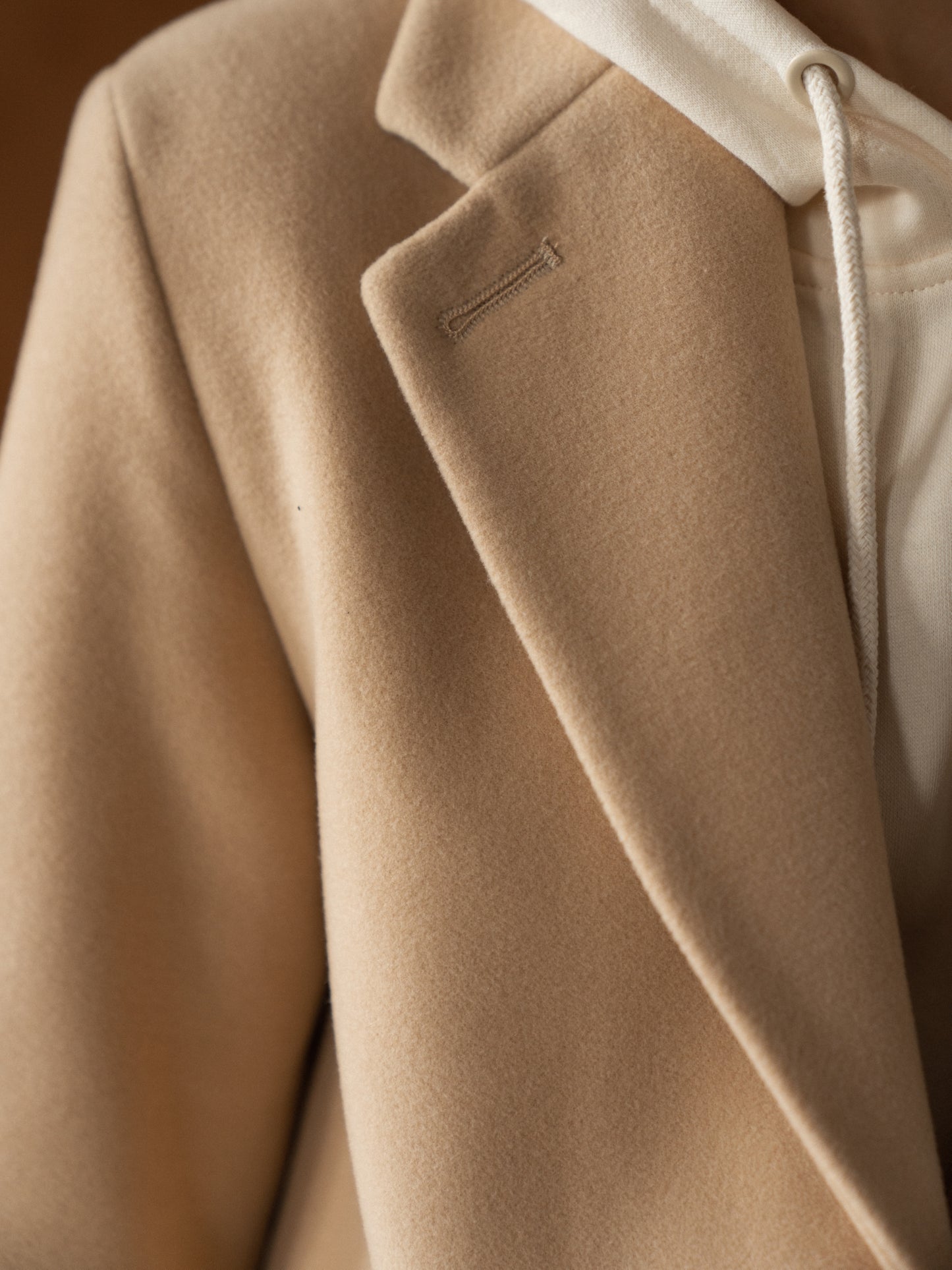 Single-breasted wool jacket, Beige