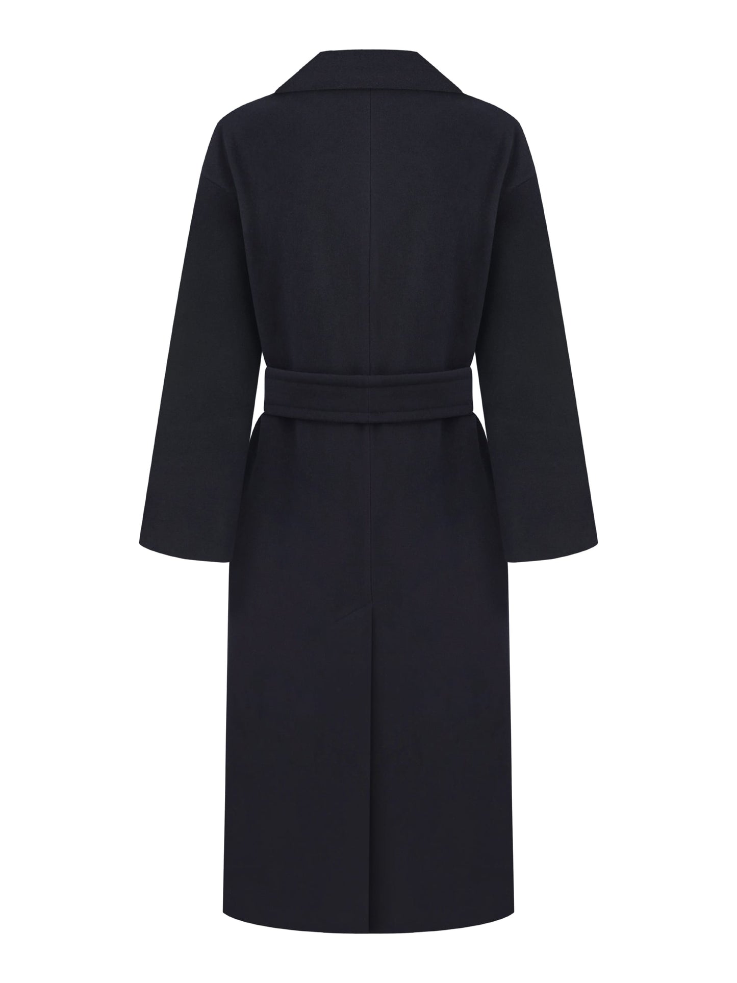 Wool Long coat with belt, Black